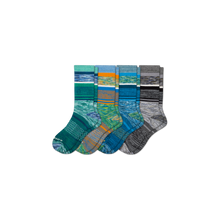 Load image into Gallery viewer, Men's Brush Stripe Calf Sock 4-Pack