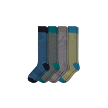 Load image into Gallery viewer, Men’s Micro Stripe Over The Calf Dress Sock 4-Pack