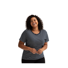 Load image into Gallery viewer, Women's Pima Cotton Nautical Stripe Crew Neck T-Shirt