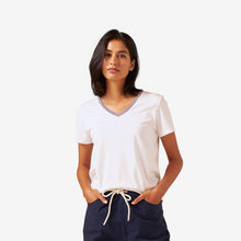 Load image into Gallery viewer, Women's Striped Rib V-Neck T-Shirt