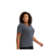 Load image into Gallery viewer, Women&#39;s Pima Cotton Nautical Stripe Crew Neck T-Shirt
