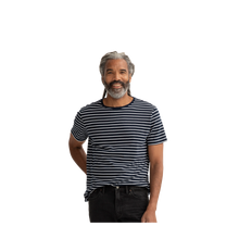 Load image into Gallery viewer, Men&#39;s Pima Cotton Nautical Stripe Crew Neck T-Shirt
