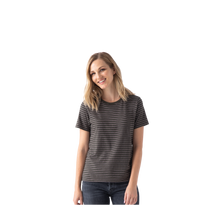 Load image into Gallery viewer, Women&#39;s Pima Cotton Striped Crew Neck T-Shirt
