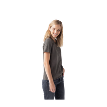 Load image into Gallery viewer, Women&#39;s Pima Cotton Striped Crew Neck T-Shirt

