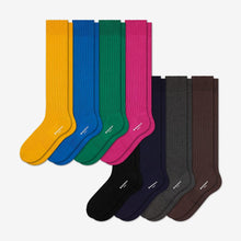 Load image into Gallery viewer, Men&#39;s Ribbed Dress Over the Calf Sock 8-Pack
