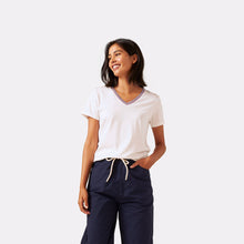 Load image into Gallery viewer, Women&#39;s Striped Rib V-Neck T-Shirt
