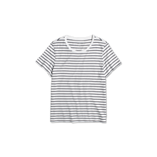 Load image into Gallery viewer, Women&#39;s Pima Cotton Nautical Stripe Crew Neck T-Shirt
