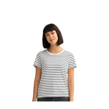 Load image into Gallery viewer, Women&#39;s Pima Cotton Nautical Stripe Crew Neck T-Shirt
