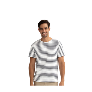 Men's Pima Cotton Nautical Stripe Crew Neck T-Shirt
