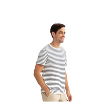Load image into Gallery viewer, Men&#39;s Pima Cotton Nautical Stripe Crew Neck T-Shirt
