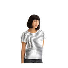 Load image into Gallery viewer, Women&#39;s Pima Cotton Nautical Stripe Crew Neck T-Shirt
