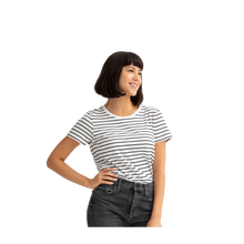 Load image into Gallery viewer, Women&#39;s Pima Cotton Nautical Stripe Crew Neck T-Shirt
